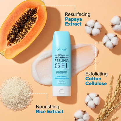 Ebanel Brightening Peeling Gel with Cotton Cellulose, Rice, Papaya, Centella, Hyaluronic Acid for Face and Body, Gentle Exfoliating Face Scrub Gel Peel Wash, Deep Pore Cleanser Minimizer Exfoliator - dailyvitalstore