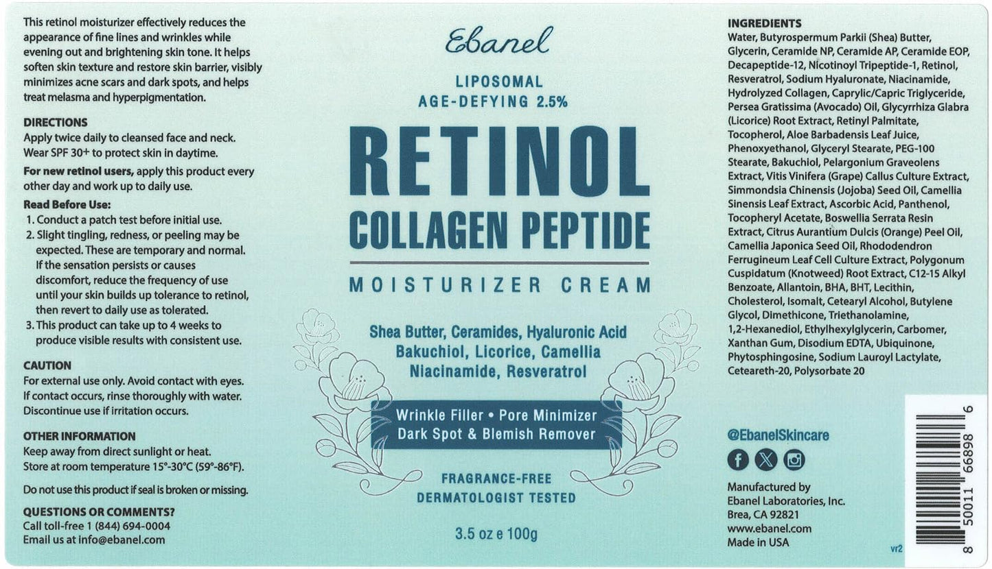 Ebanel Bundle of 10 Pack Bubble Clay Masks, and 2.5% Retinol Moisturizer - dailyvitalstore