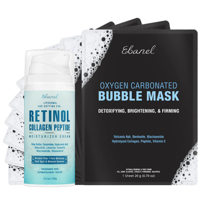 Ebanel Bundle of 10 Pack Bubble Clay Masks, and 2.5% Retinol Moisturizer - dailyvitalstore