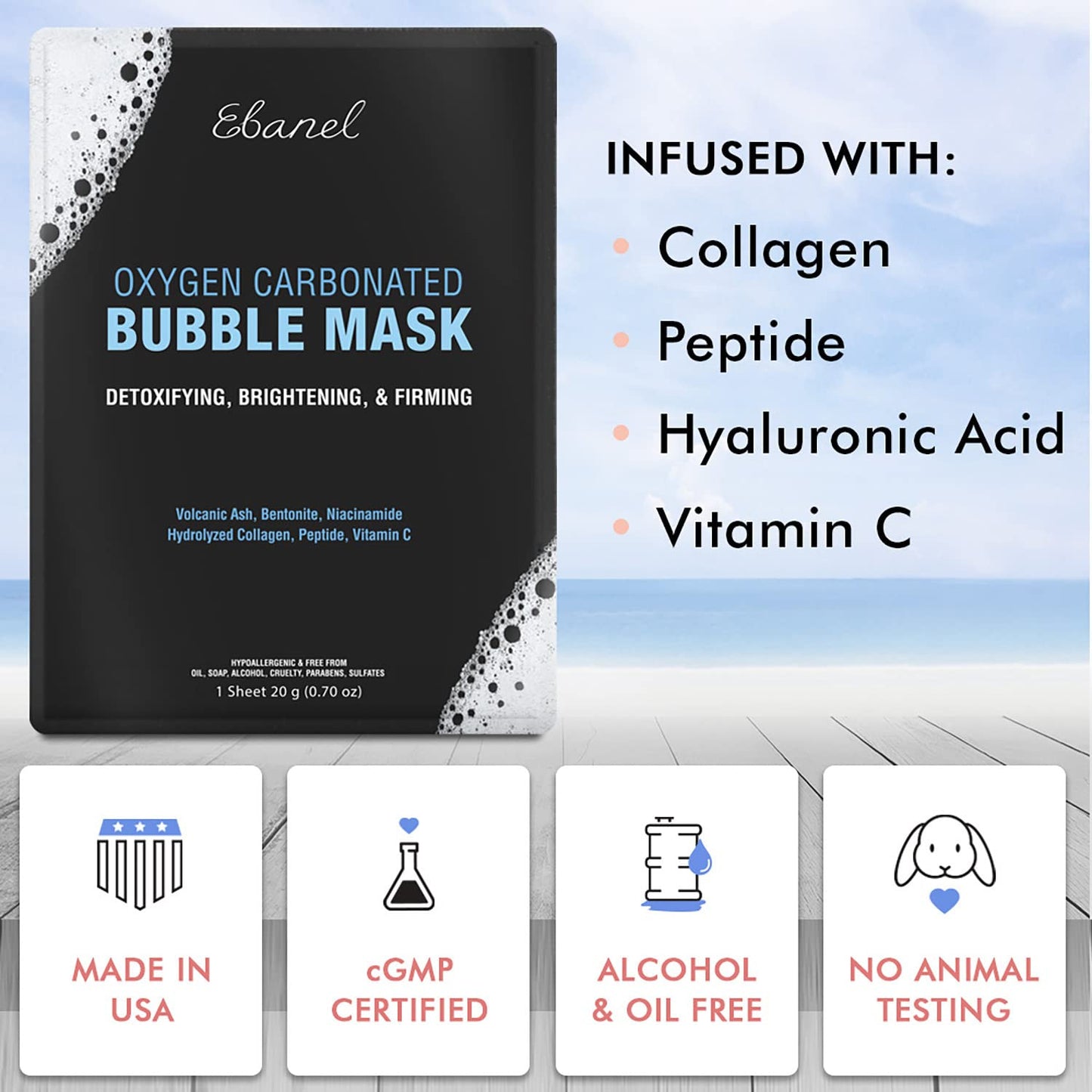 Ebanel Bundle of 10 Pack Bubble Clay Masks, and 2.5% Retinol Serum - dailyvitalstore