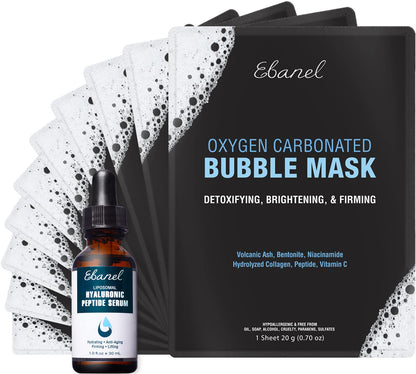 Ebanel Bundle of 10 Pack Bubble Clay Masks, and 2.5% Retinol Serum - dailyvitalstore