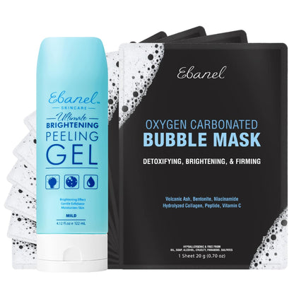 Ebanel Bundle of 10 Pack Bubble Clay Masks, and Exfoliating Face Scrub Peeling Gel Mild 4.12 Oz - dailyvitalstore
