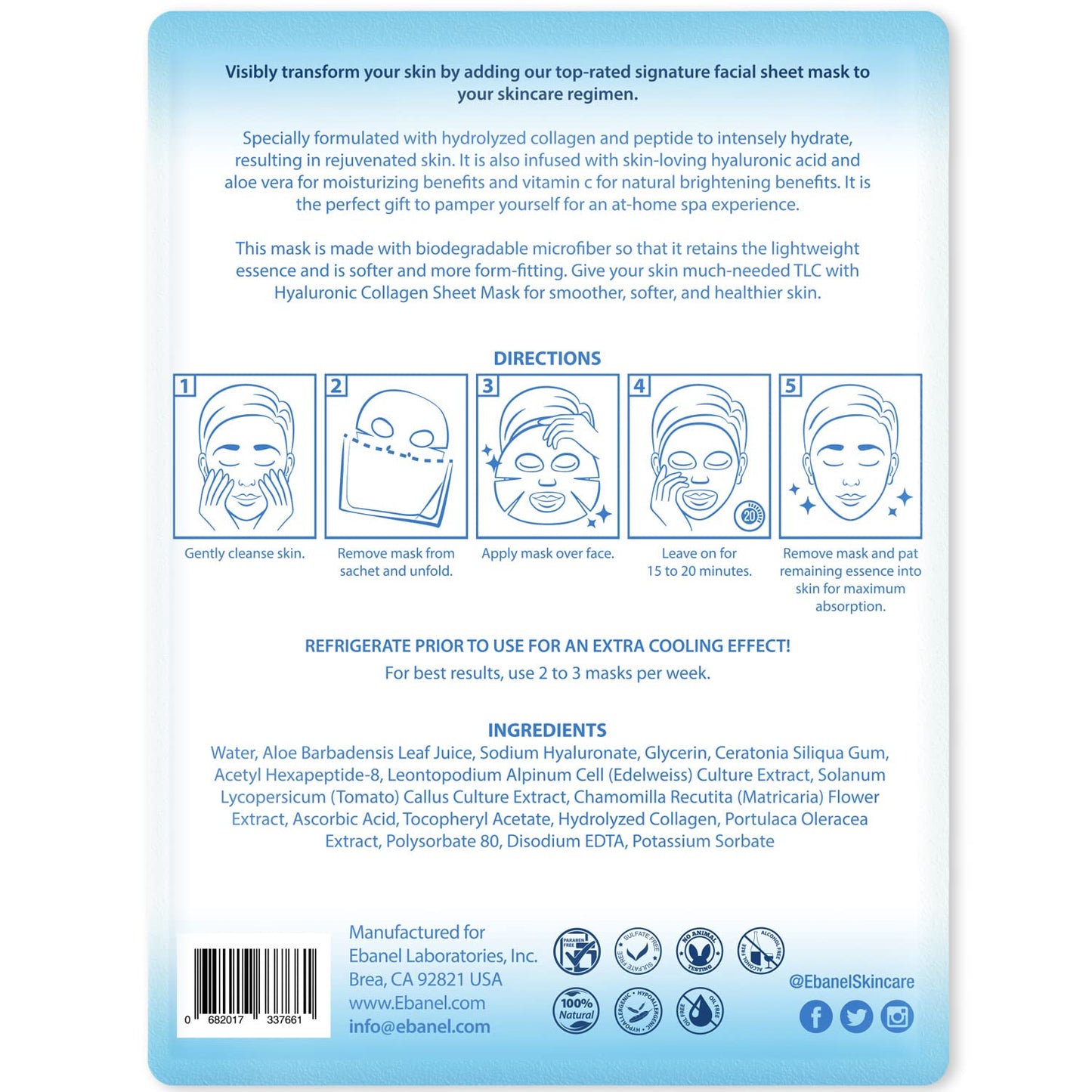 Ebanel Bundle of 15-Pack Collagen Face Mask, and Charcoal Peel Off Face Mask - dailyvitalstore