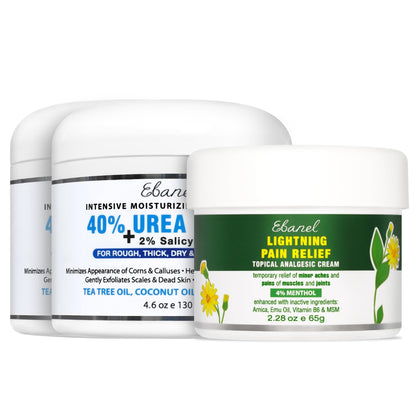 Ebanel Bundle of 2 Pack 40% Urea Cream 4.6 Oz, and Pain Relief Cream Arnica Menthol 2.28 Oz - dailyvitalstore