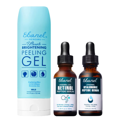 Ebanel Bundle of 2.5% Retinol Serum, Hyaluronic Acid Serum, and Exfoliating Face Scrub Peeling Gel 4.12 Oz - dailyvitalstore