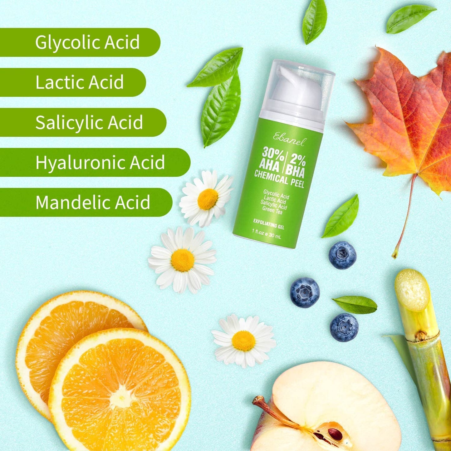 Ebanel Bundle of 30% AHA 2% BHA Chemical Peel and 10 Pack Collagen Face Mask - dailyvitalstore