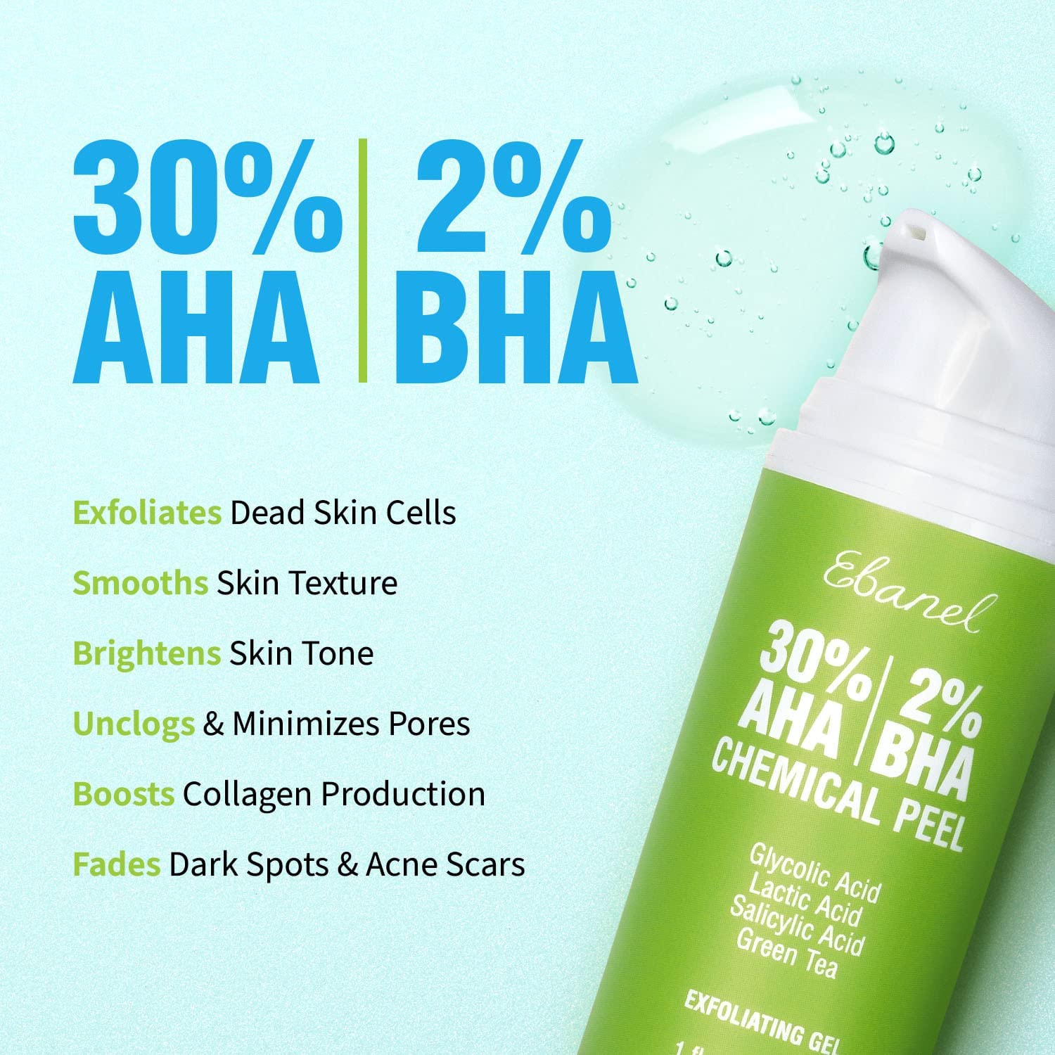 Ebanel Bundle of 30% AHA 2% BHA Chemical Peel and 10 Pack Collagen Face Mask - dailyvitalstore