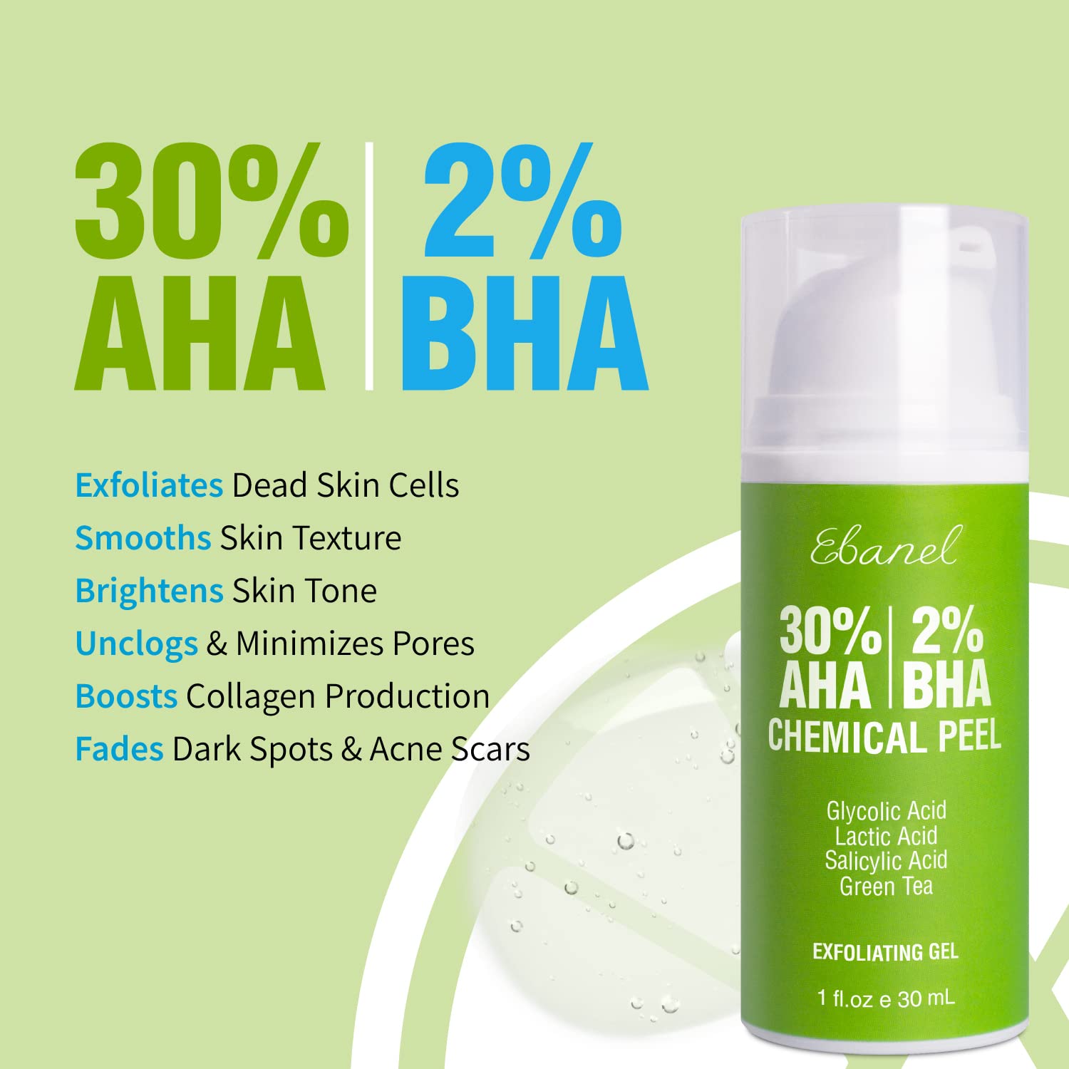 Ebanel Bundle of 30% AHA 2% BHA Chemical Peel and Advanced Silicone Scar Gel - dailyvitalstore