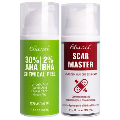 Ebanel Bundle of 30% AHA 2% BHA Chemical Peel and Advanced Silicone Scar Gel - dailyvitalstore
