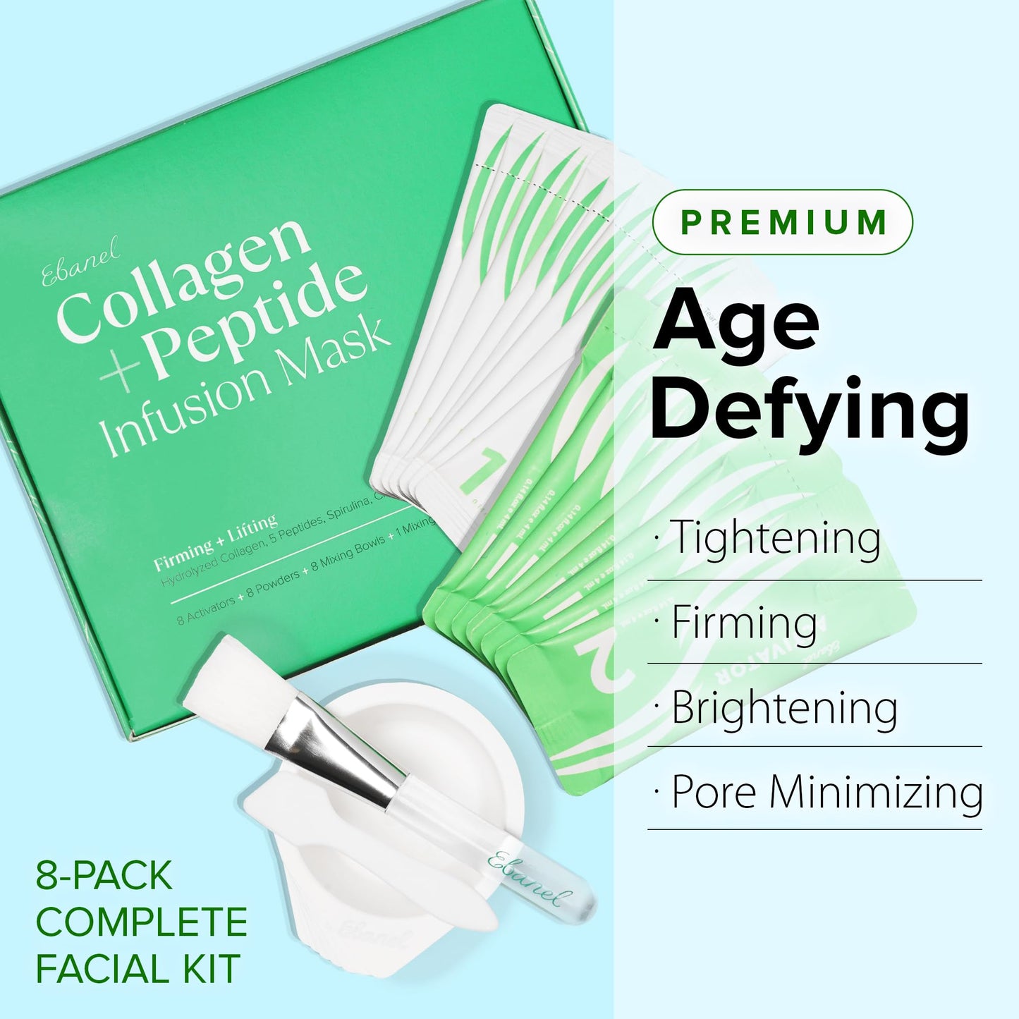Ebanel Bundle of 40-Pack Collagen Face Mask and 8-Pack Collagen Peptide Infusion Mask - dailyvitalstore