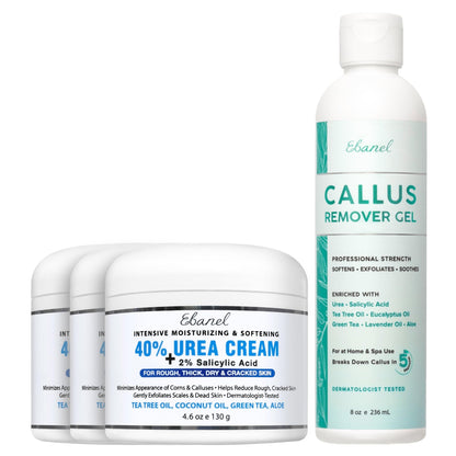 Ebanel Bundle of 40% Urea Cream 3-Pack and Callus Remover Gel - dailyvitalstore