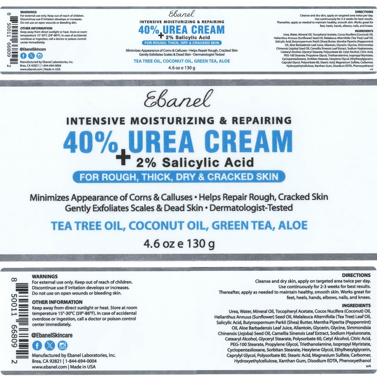 Ebanel Bundle of 40% Urea Cream 3-Pack and Callus Remover Gel - dailyvitalstore