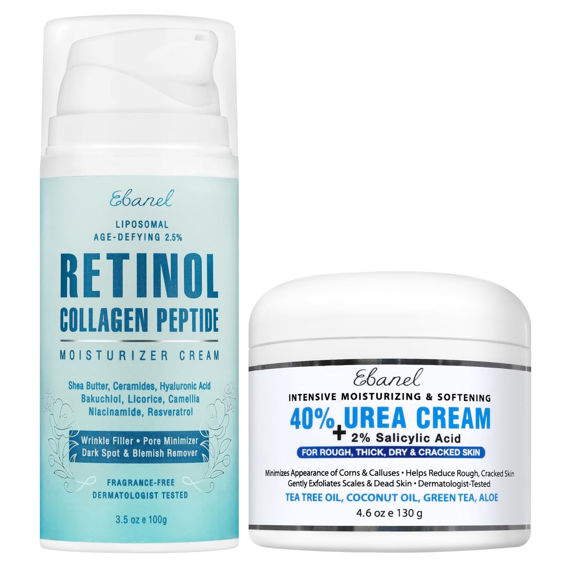 Ebanel Bundle of 40% Urea Cream 4.6 Oz, and 2.5% Retinol Moisturizer - dailyvitalstore
