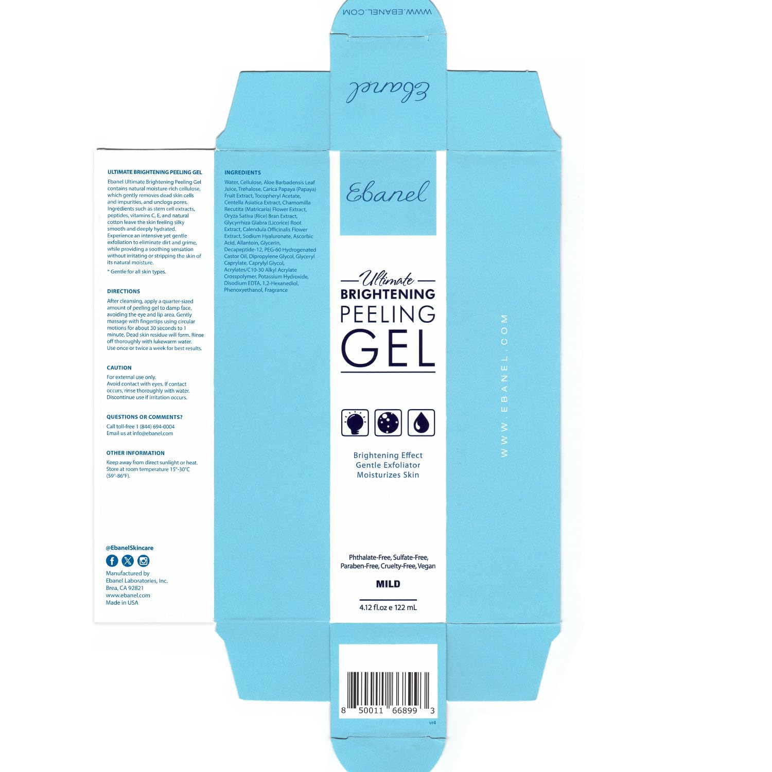 Ebanel Bundle of 40% Urea Cream 4.6 Oz, and Exfoliating Face Scrub Peeling Gel 4.12 Oz - dailyvitalstore
