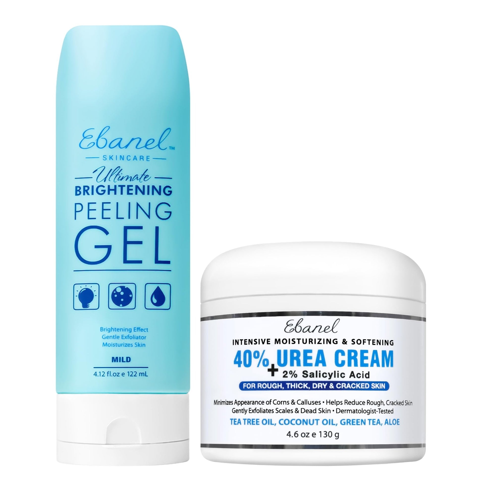 Ebanel Bundle of 40% Urea Cream 4.6 Oz, and Exfoliating Face Scrub Peeling Gel 4.12 Oz - dailyvitalstore