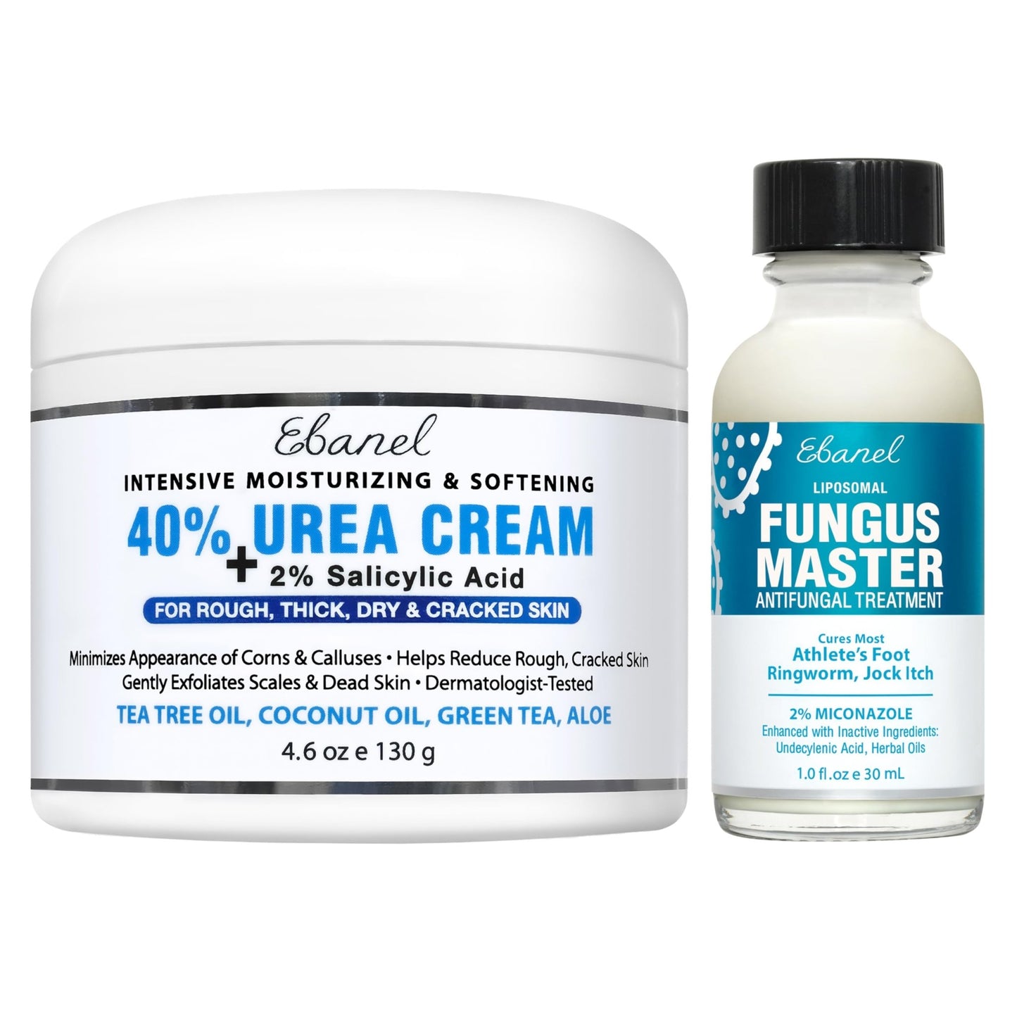 Ebanel Bundle of 40% Urea Cream 4.6 Oz, and Fungus Treatment 1 Oz - dailyvitalstore