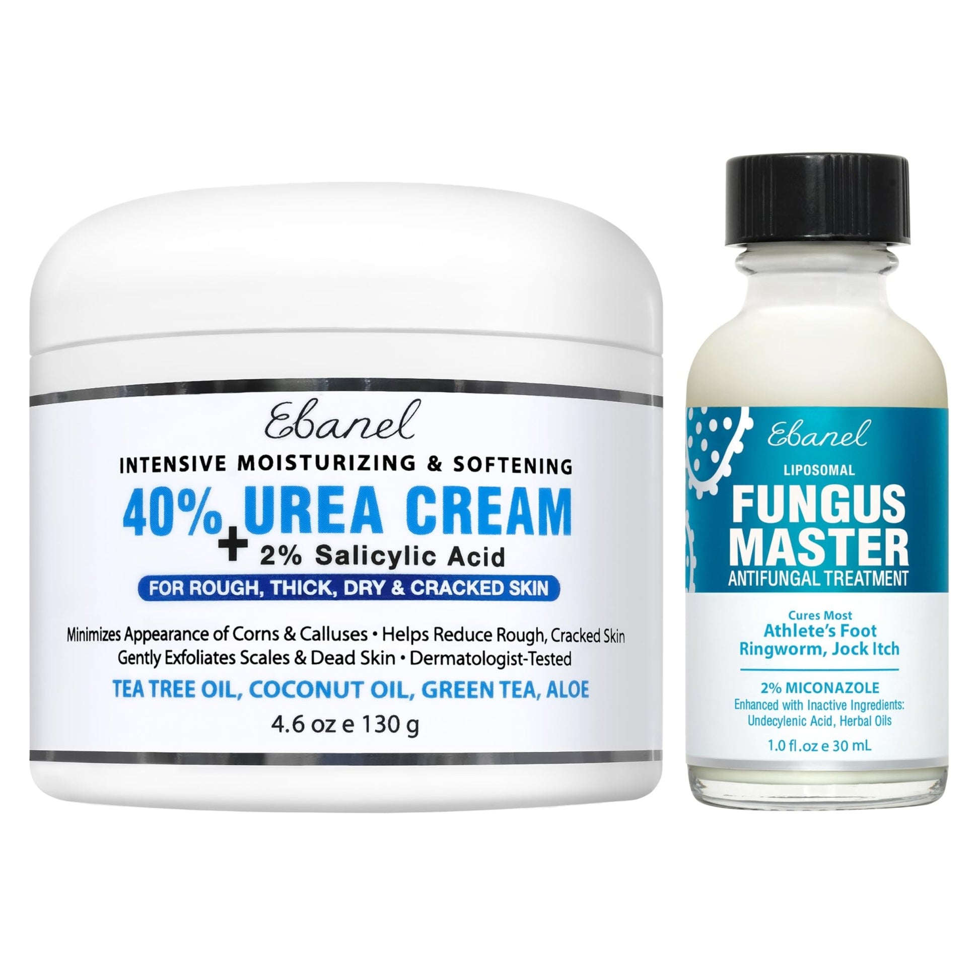 Ebanel Bundle of 40% Urea Cream 4.6 Oz, and Fungus Treatment 1 Oz - dailyvitalstore