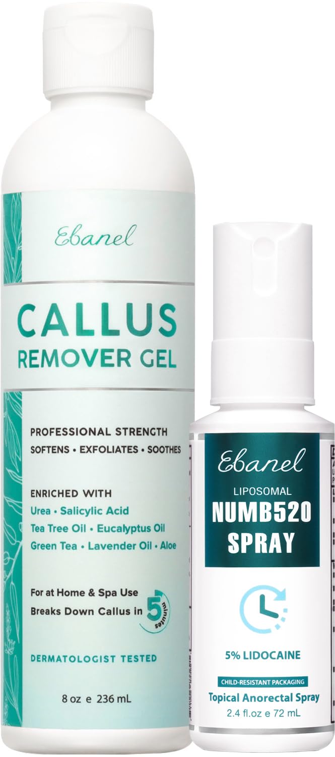 Ebanel Bundle of 5% Lidocaine Numbing Spray and Callus Remover Gel - dailyvitalstore