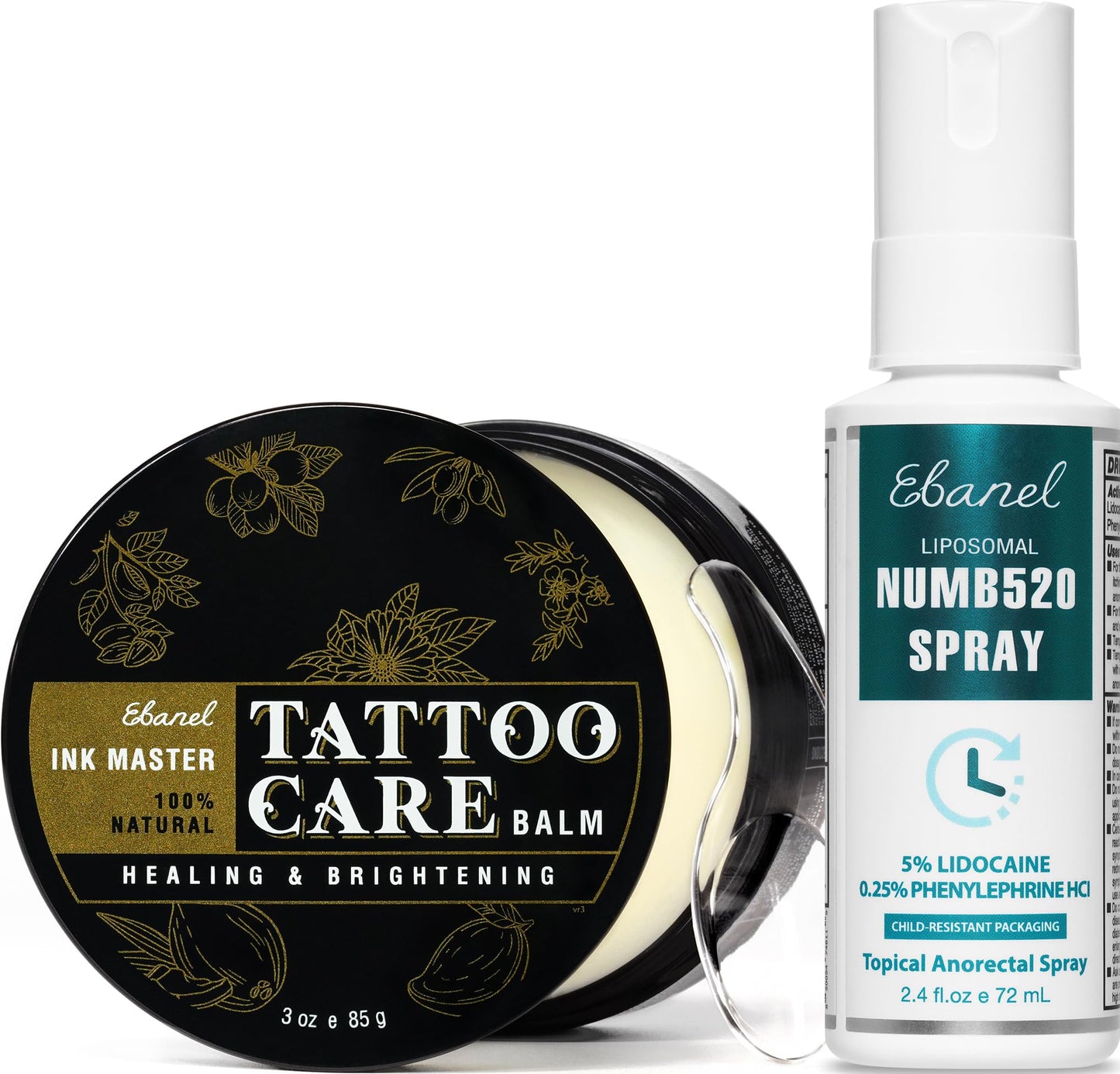 Ebanel Bundle of 5% Lidocaine Numbing Spray and Tattoo Aftercare Healing Balm - dailyvitalstore