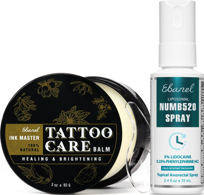 Ebanel Bundle of 5% Lidocaine Numbing Spray and Tattoo Aftercare Healing Balm - dailyvitalstore