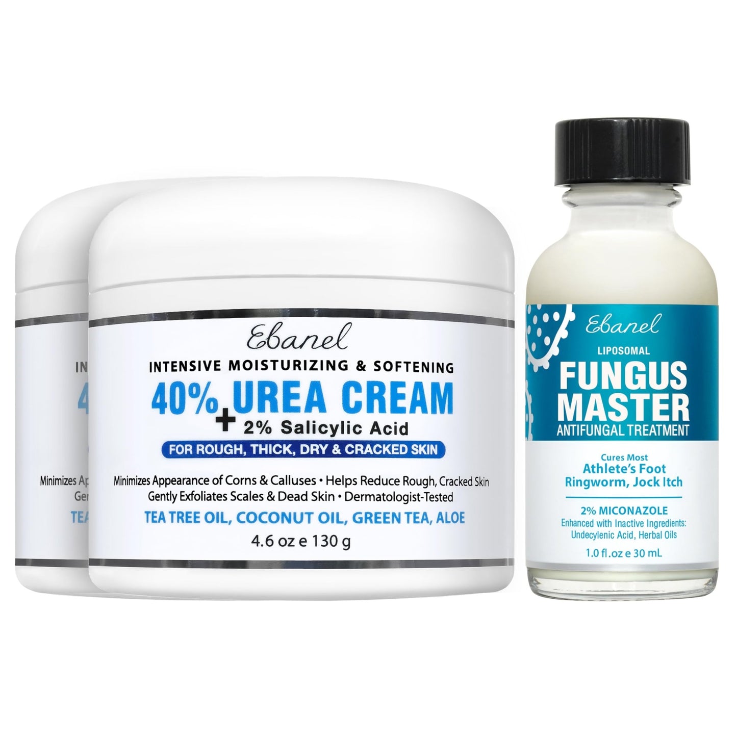 Ebanel Bundle of Fungus Treatment 1 Oz, and 2 Pack 40% Urea Cream 4.6 Oz - dailyvitalstore