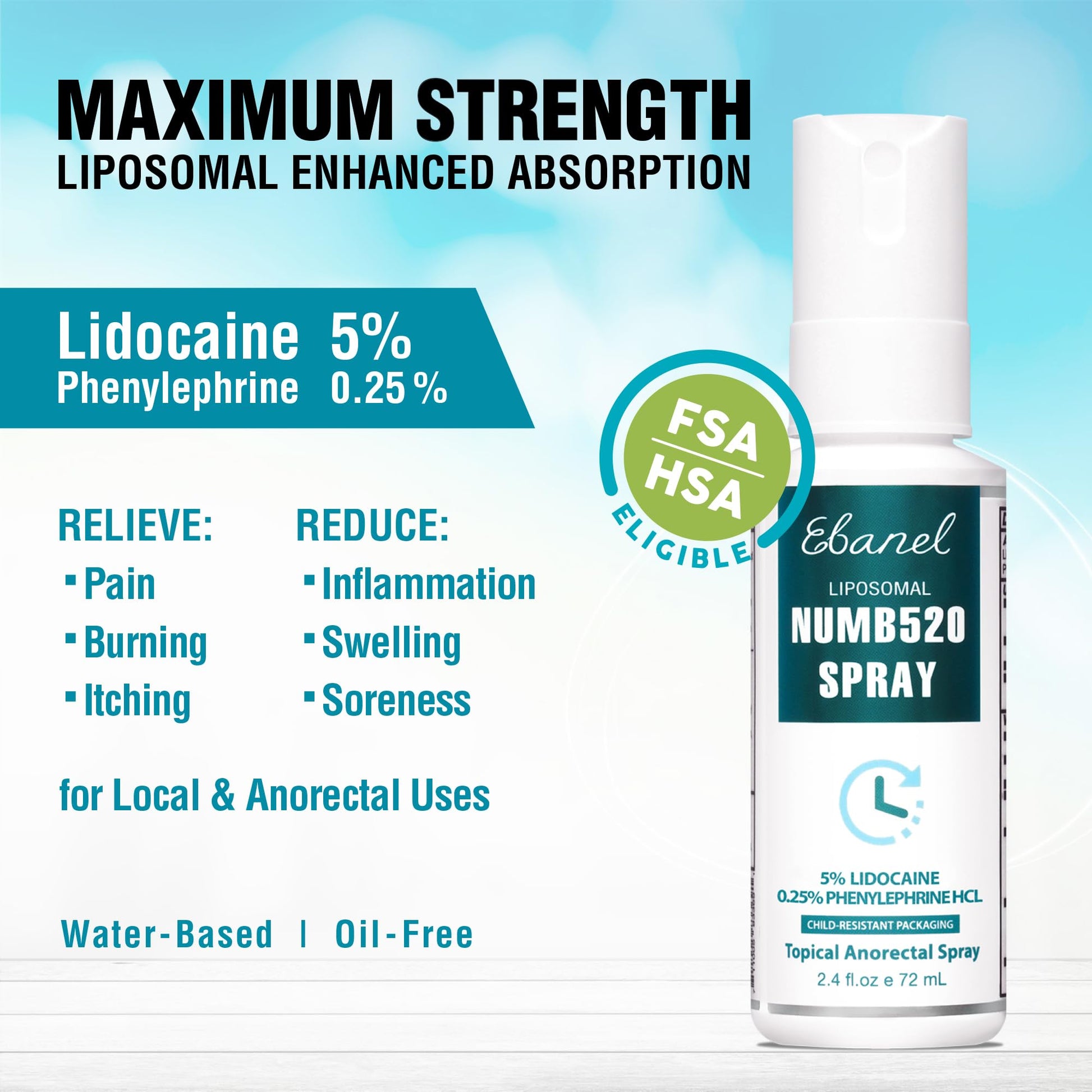 Ebanel Bundle of Fungus Treatment 1 Oz, and Lidocaine Numbing Spray - dailyvitalstore