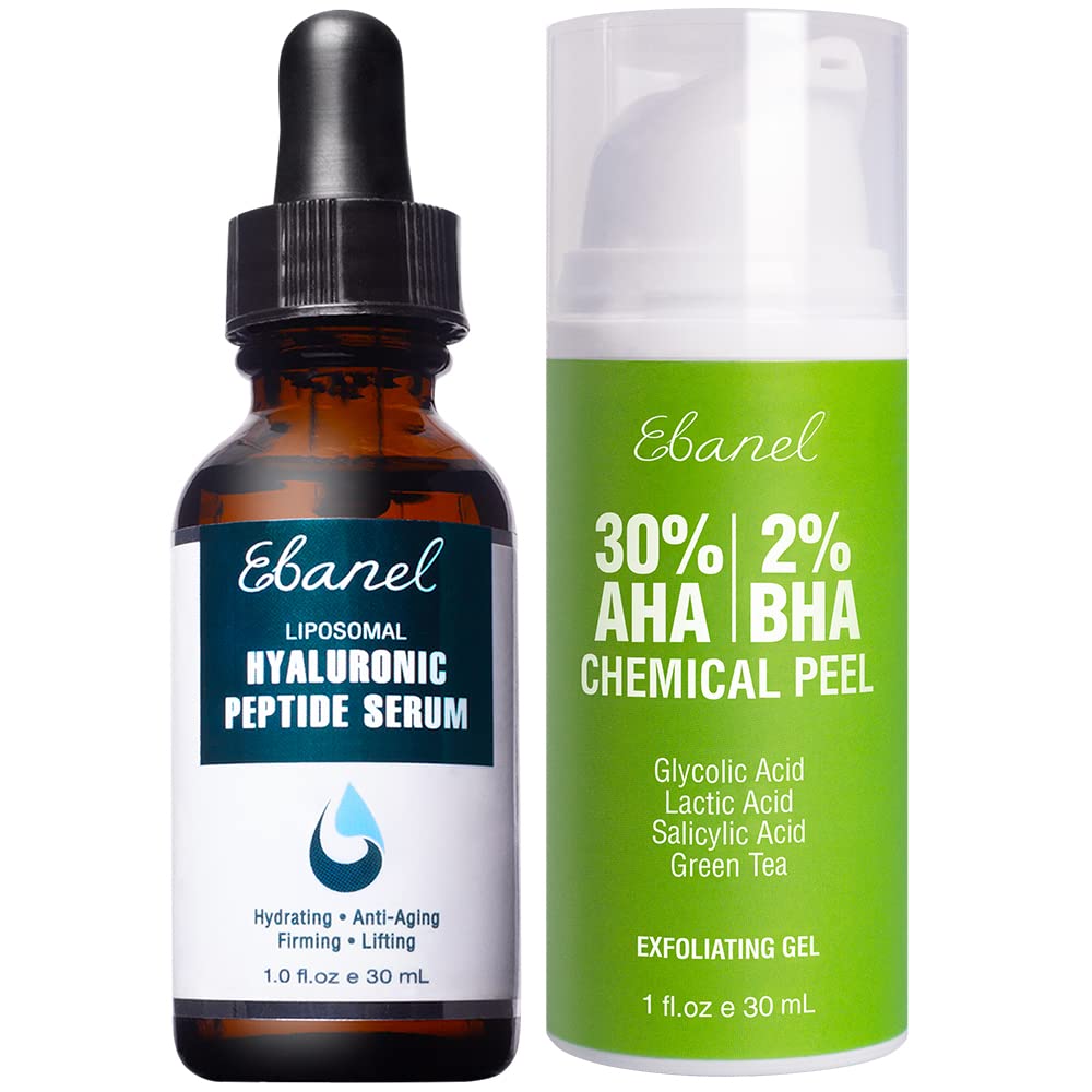 Ebanel Bundle of Hyaluronic Acid Serum and 30% AHA 2% BHA Chemical Peel Exfoliant Gel - dailyvitalstore