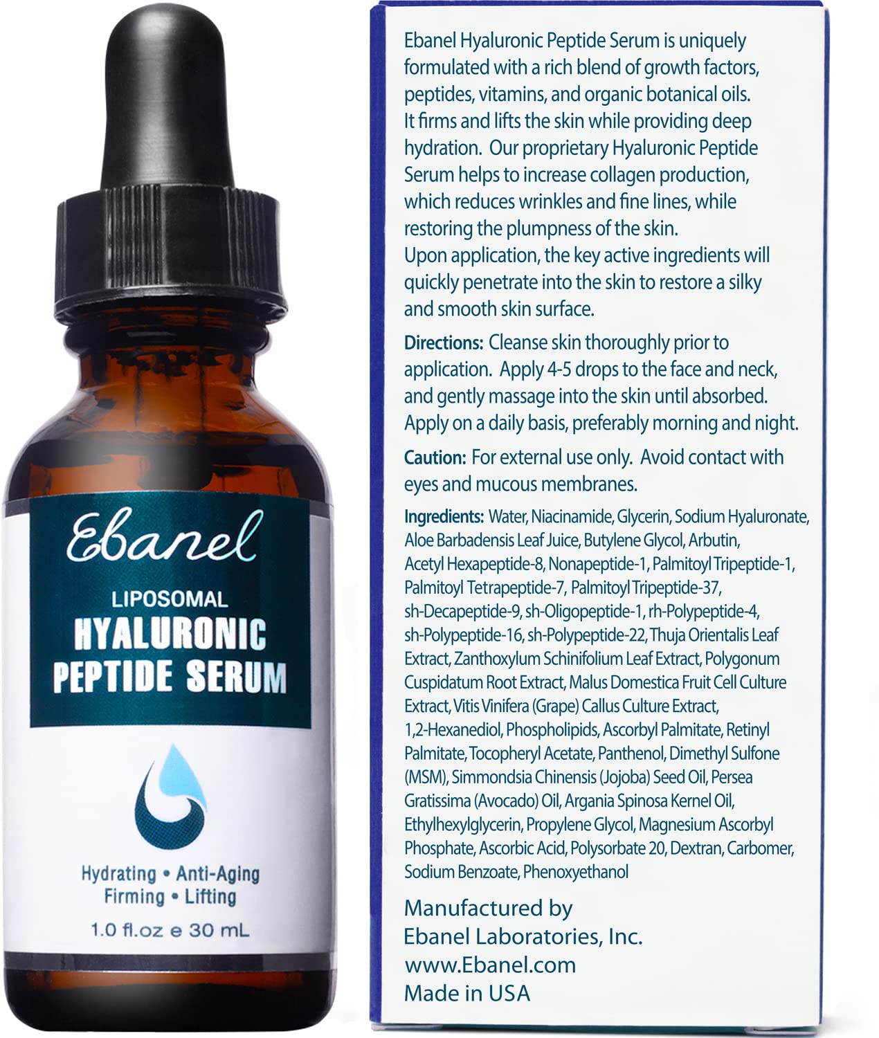Ebanel Bundle of Hyaluronic Acid Serum, and Exfoliating Face Scrub Peeling Gel, 4.12 Oz - dailyvitalstore