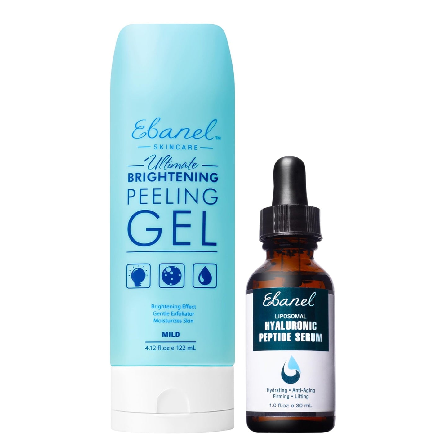 Ebanel Bundle of Hyaluronic Acid Serum, and Exfoliating Face Scrub Peeling Gel, 4.12 Oz - dailyvitalstore