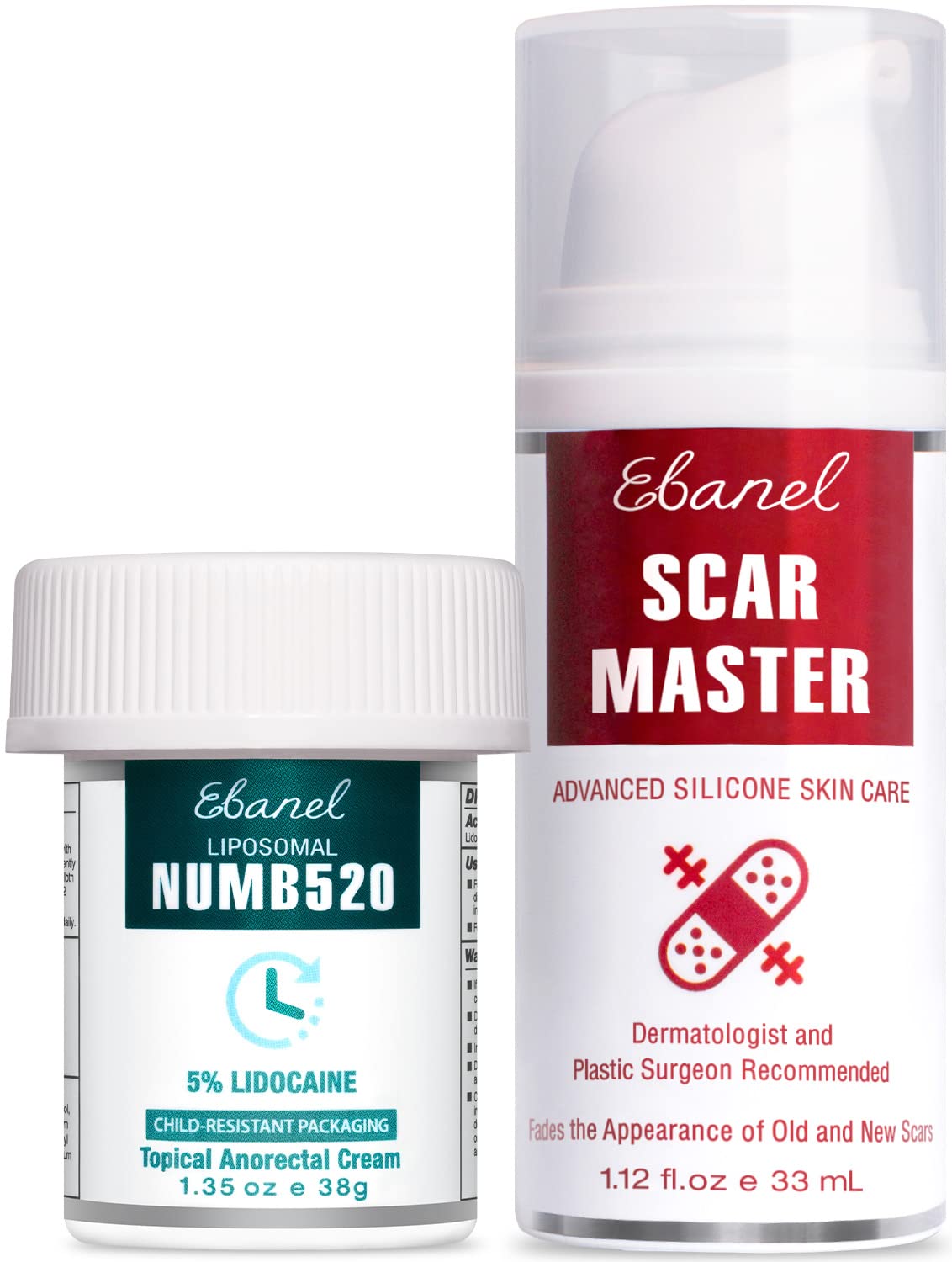 Ebanel Bundle of Lidocaine Numbing Cream, and Advanced Silicone Scar Gel 1 Oz - dailyvitalstore