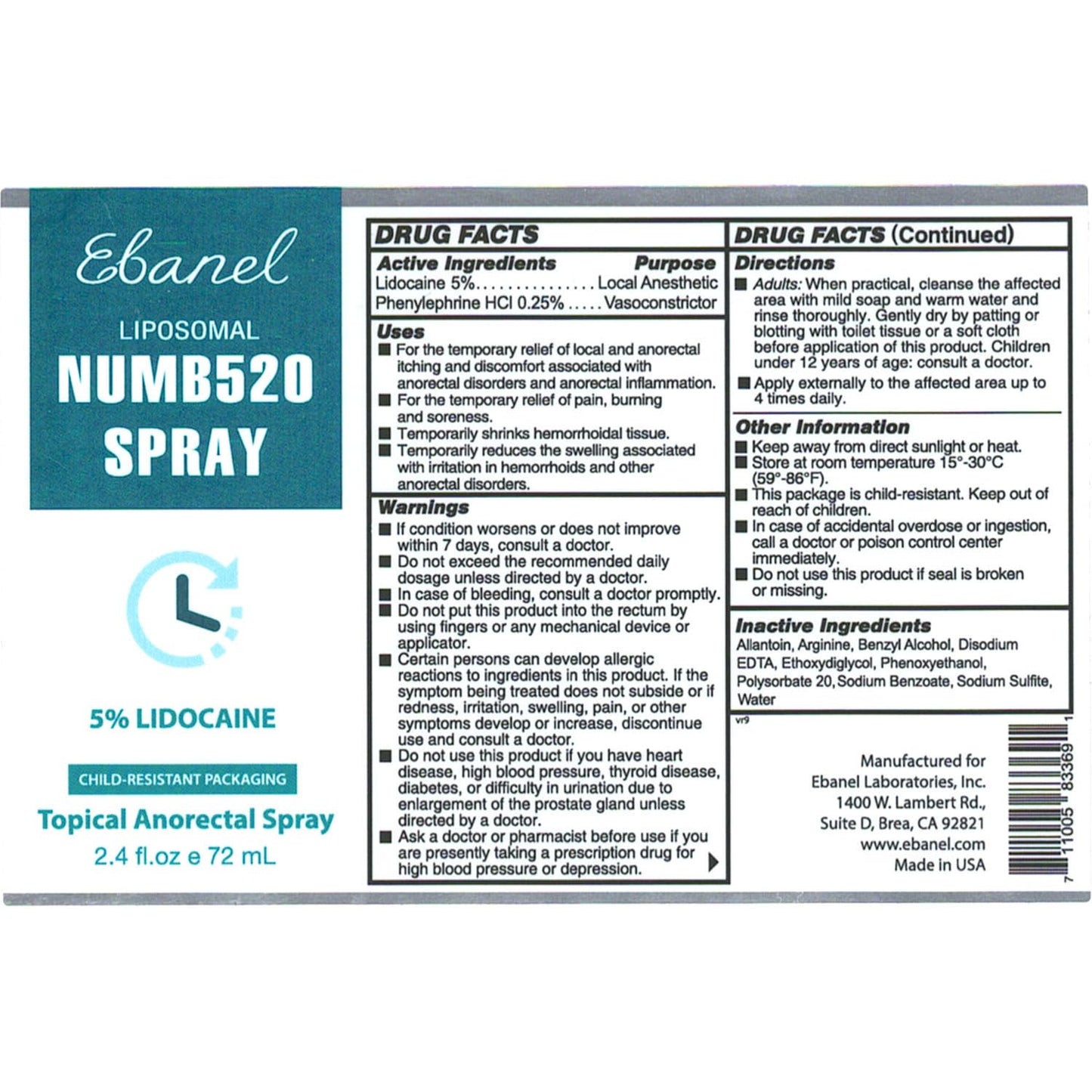 Ebanel Bundle of Lidocaine Numbing Spray, and Hemorrhoid Master - dailyvitalstore
