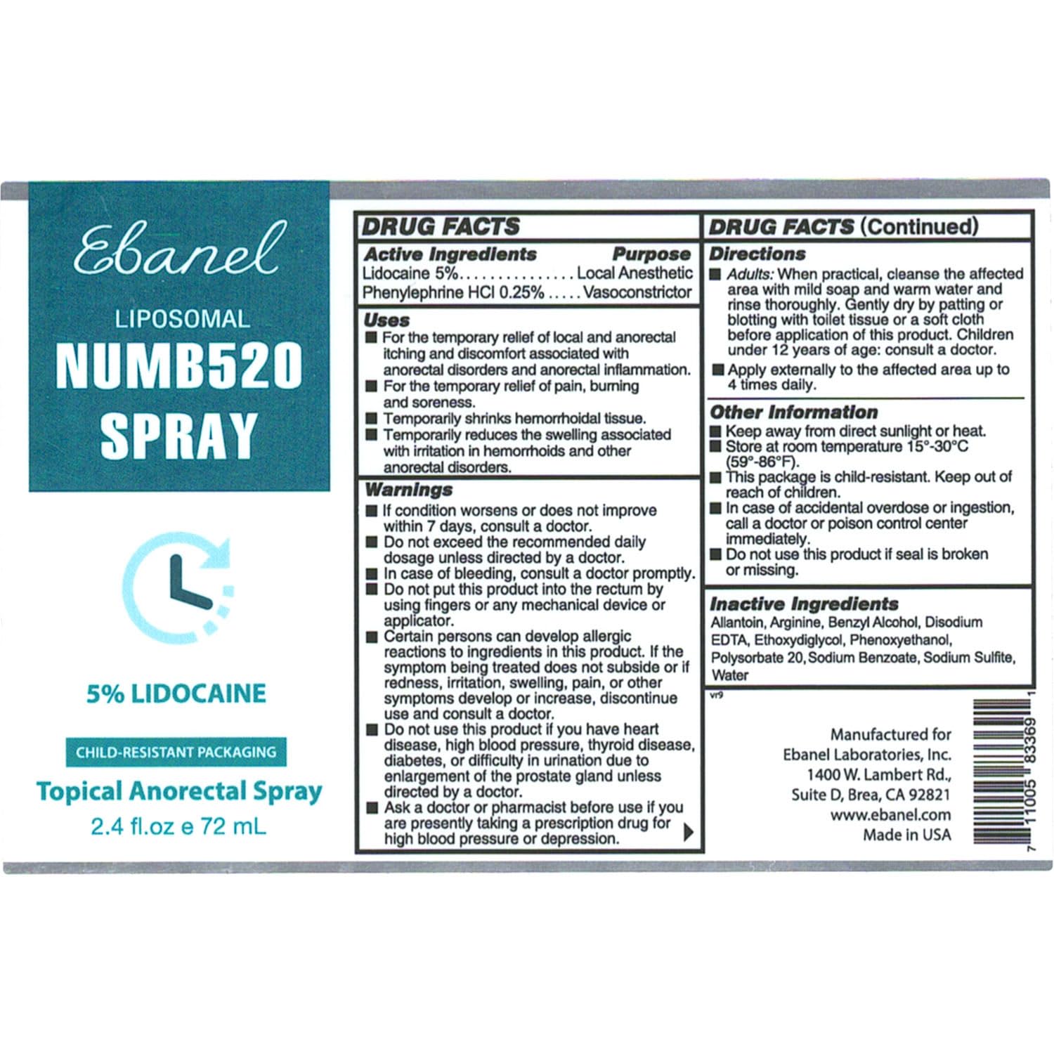 Ebanel Bundle of Lidocaine Numbing Spray, and Hemorrhoid Master - dailyvitalstore