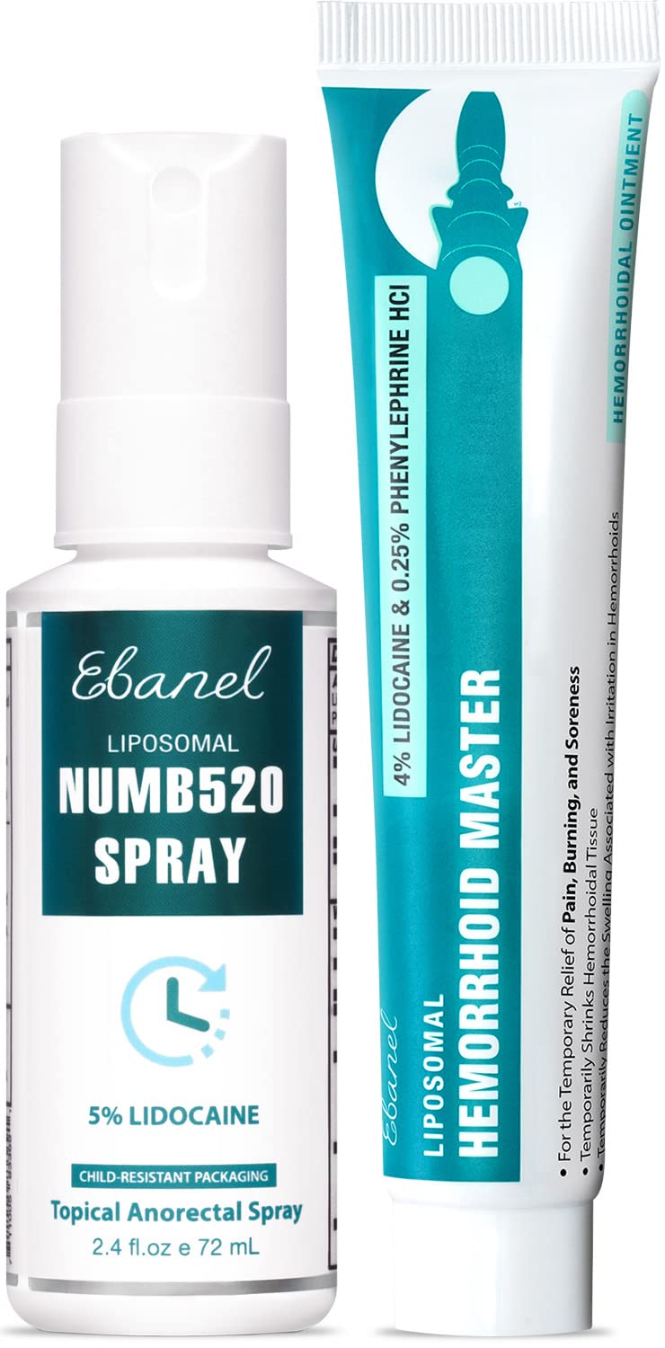 Ebanel Bundle of Lidocaine Numbing Spray, and Hemorrhoid Master - dailyvitalstore