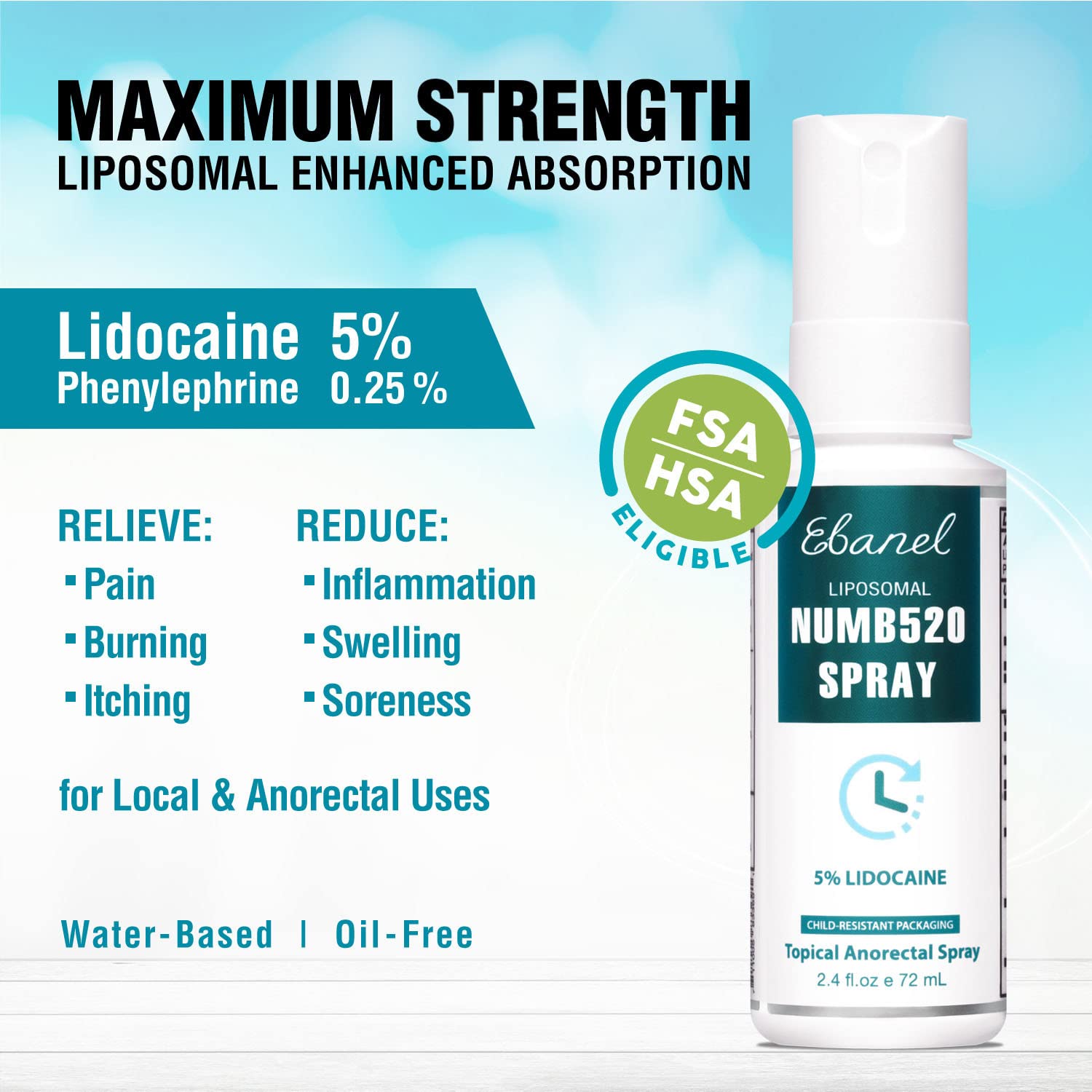 Ebanel Bundle of Lidocaine Numbing Spray, and Hemorrhoid Master - dailyvitalstore