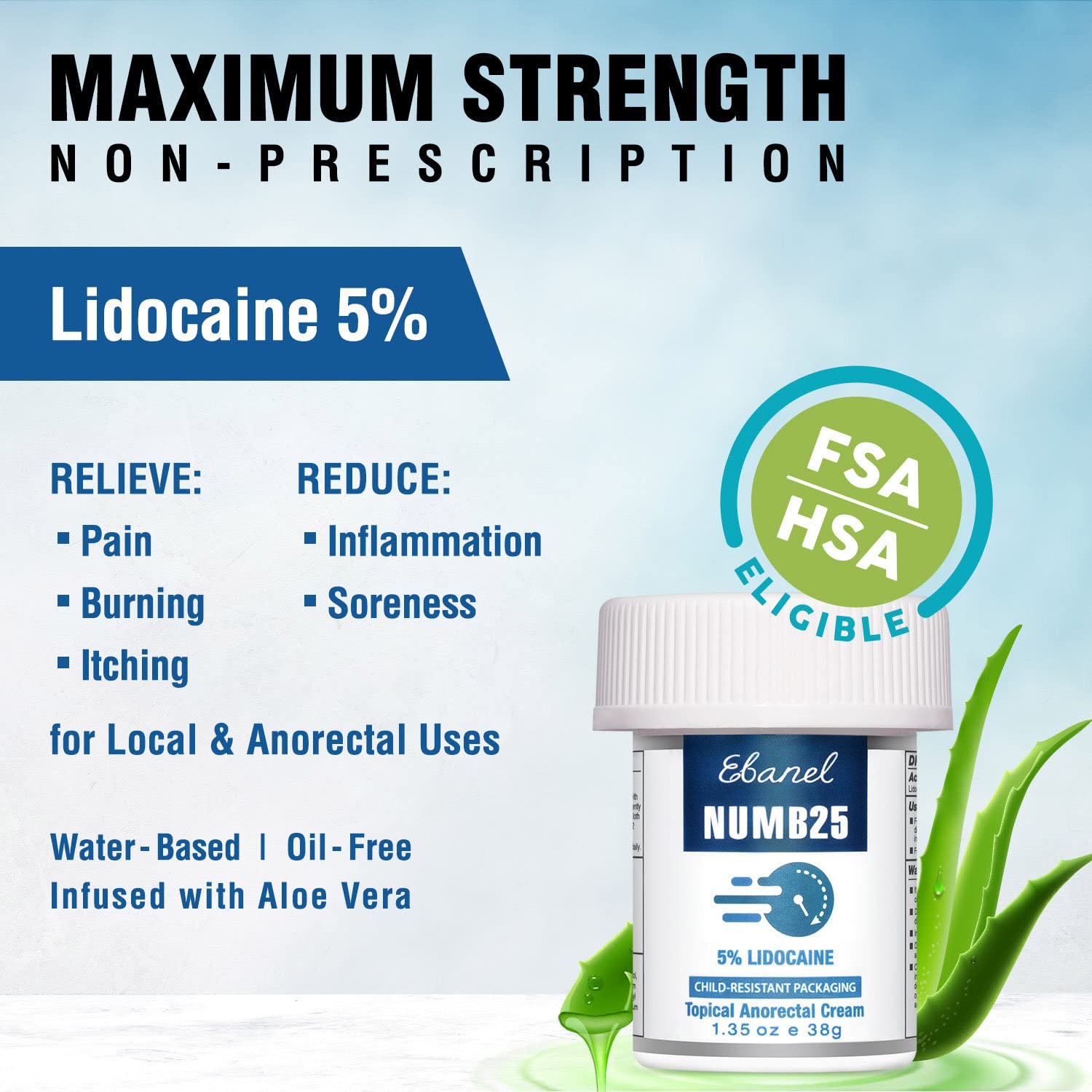 Ebanel Bundle of Lidocaine Numbing Spray, and Topical Numbing Cream 1 Oz - dailyvitalstore