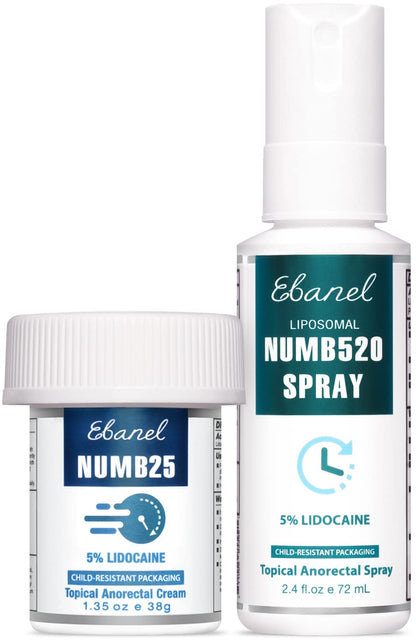Ebanel Bundle of Lidocaine Numbing Spray, and Topical Numbing Cream 1 Oz - dailyvitalstore