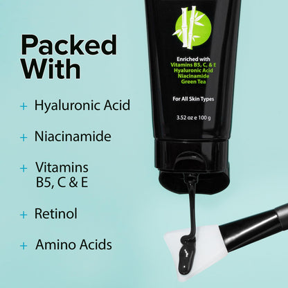Ebanel Charcoal Peel Off Face Mask Applicator Set, Deep Pore Cleansing Minimizer Blackhead Remover with Niacinamide, Hyaluronic Acid, Vitamin C, Green Tea, Deep Cleanse Black Masks Peel Off Gel Mask - dailyvitalstore