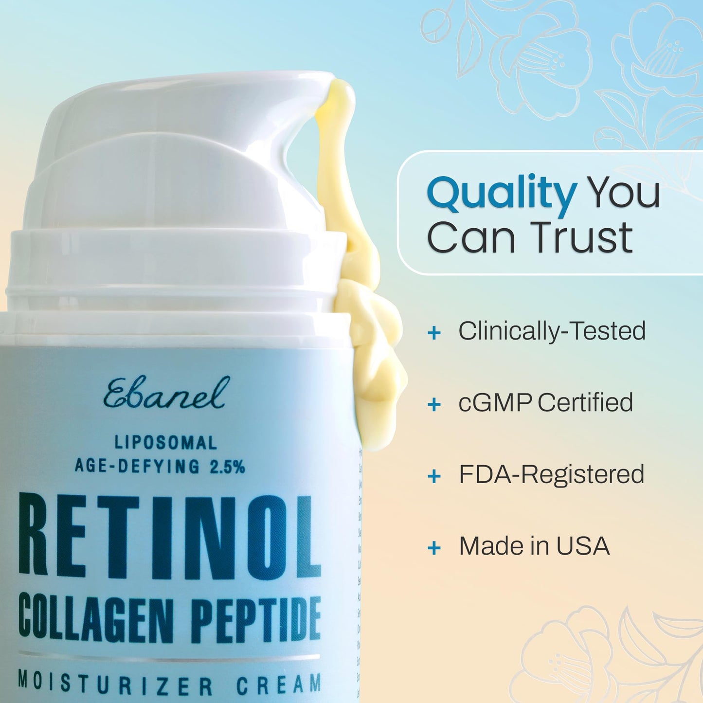Ebanel Retinol Cream for Face 3.5 oz, Moisturizer with Collagen, Peptides, Ceramides, Hyaluronic Acid, Vitamin C & B5, Firming Anti Aging Face Cream for Wrinkles, Fine Lines, Dark Spots, Day & Night - dailyvitalstore
