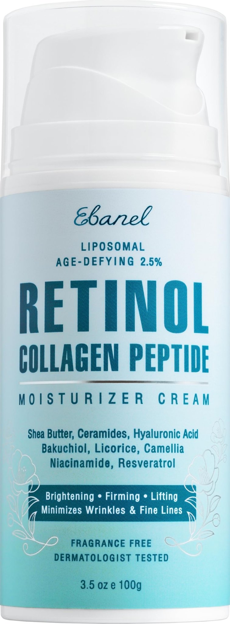 Ebanel Retinol Cream for Face 3.5 oz, Moisturizer with Collagen, Peptides, Ceramides, Hyaluronic Acid, Vitamin C & B5, Firming Anti Aging Face Cream for Wrinkles, Fine Lines, Dark Spots, Day & Night - dailyvitalstore