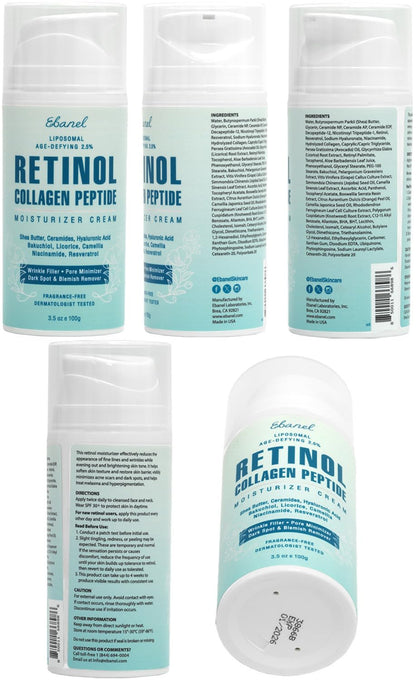 Ebanel Retinol Cream for Face 3.5 oz, Moisturizer with Collagen, Peptides, Ceramides, Hyaluronic Acid, Vitamin C & B5, Firming Anti Aging Face Cream for Wrinkles, Fine Lines, Dark Spots, Day & Night - dailyvitalstore