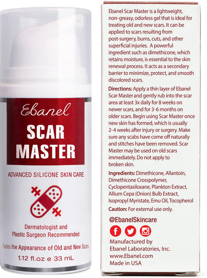 Ebanel Silicone Scar Gel with Allantoin, Emu Oil, Vitamin E and Onion Extract, For Old & New Scars from Surgeries, C-Section, Injuries, Burns & More - dailyvitalstore