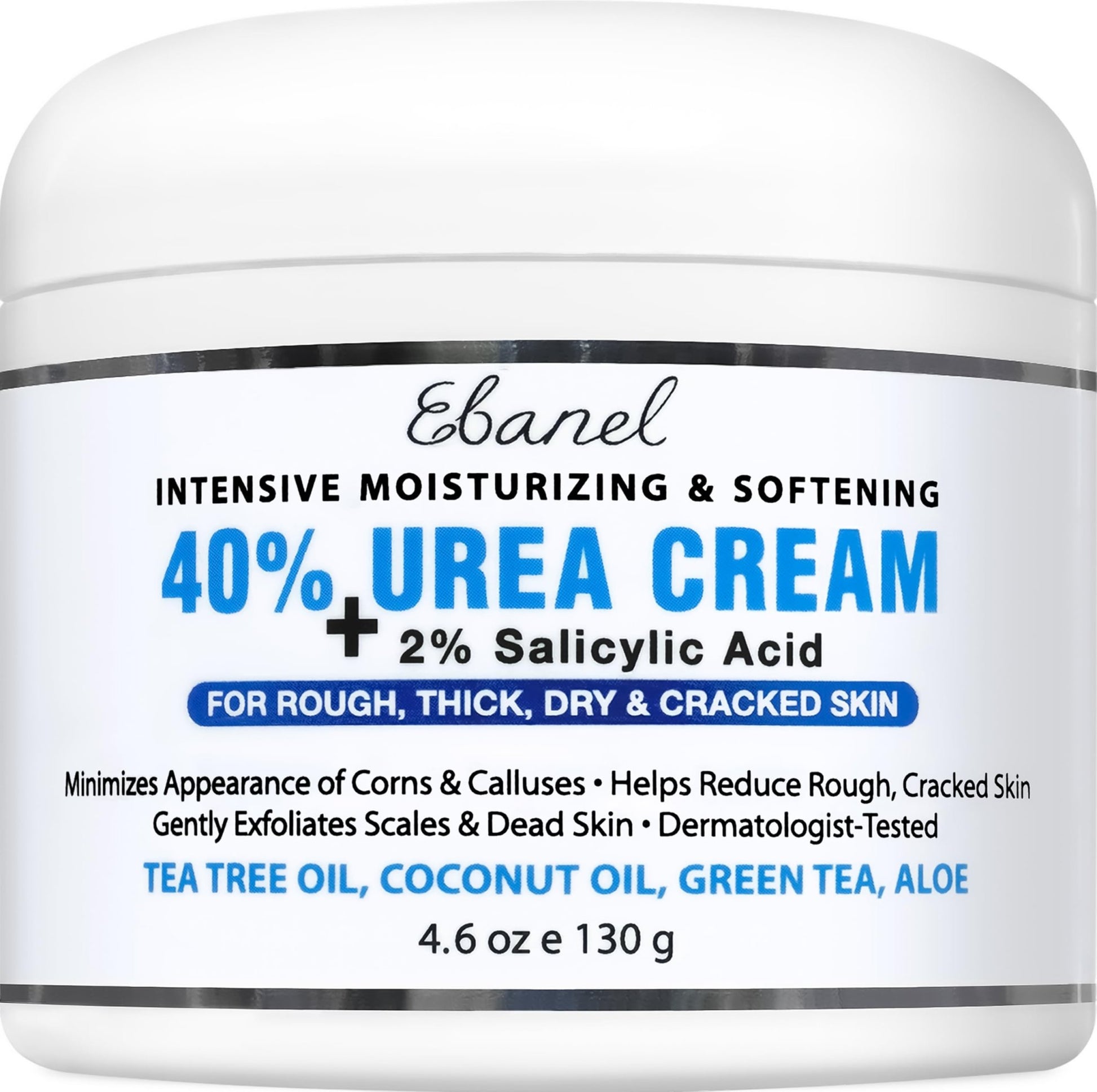 Ebanel Urea Cream 40% plus Salicylic Acid 2%, Foot Cream for Dry Cracked Heels Feet Knees Elbows Hands, Foot Dead Skin Cuticle Callus Remover Toenail Softener, Keratolytic Skin Barrier Repair - dailyvitalstore