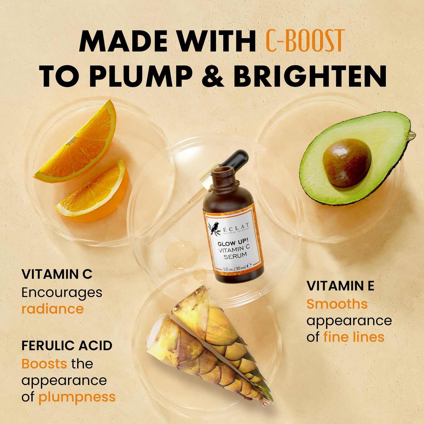 Eclat Skincare Vitamin C Serum - Skin Care for Dark Spots, Vitamin C Serum for Face with Hyaluronic Acid, Ferulic Acid, & Vit E - dailyvitalstore