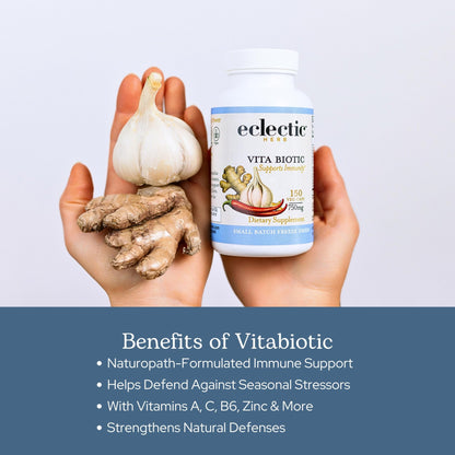 Eclectic Herb - Vitabiotic Capsules | Immune Support | Natural Herbal Multivitamin Supplement | Freeze Dried, Organic, Non-GMO, Vegan, Whole Herb (150 CT | 750 mg) - dailyvitalstore