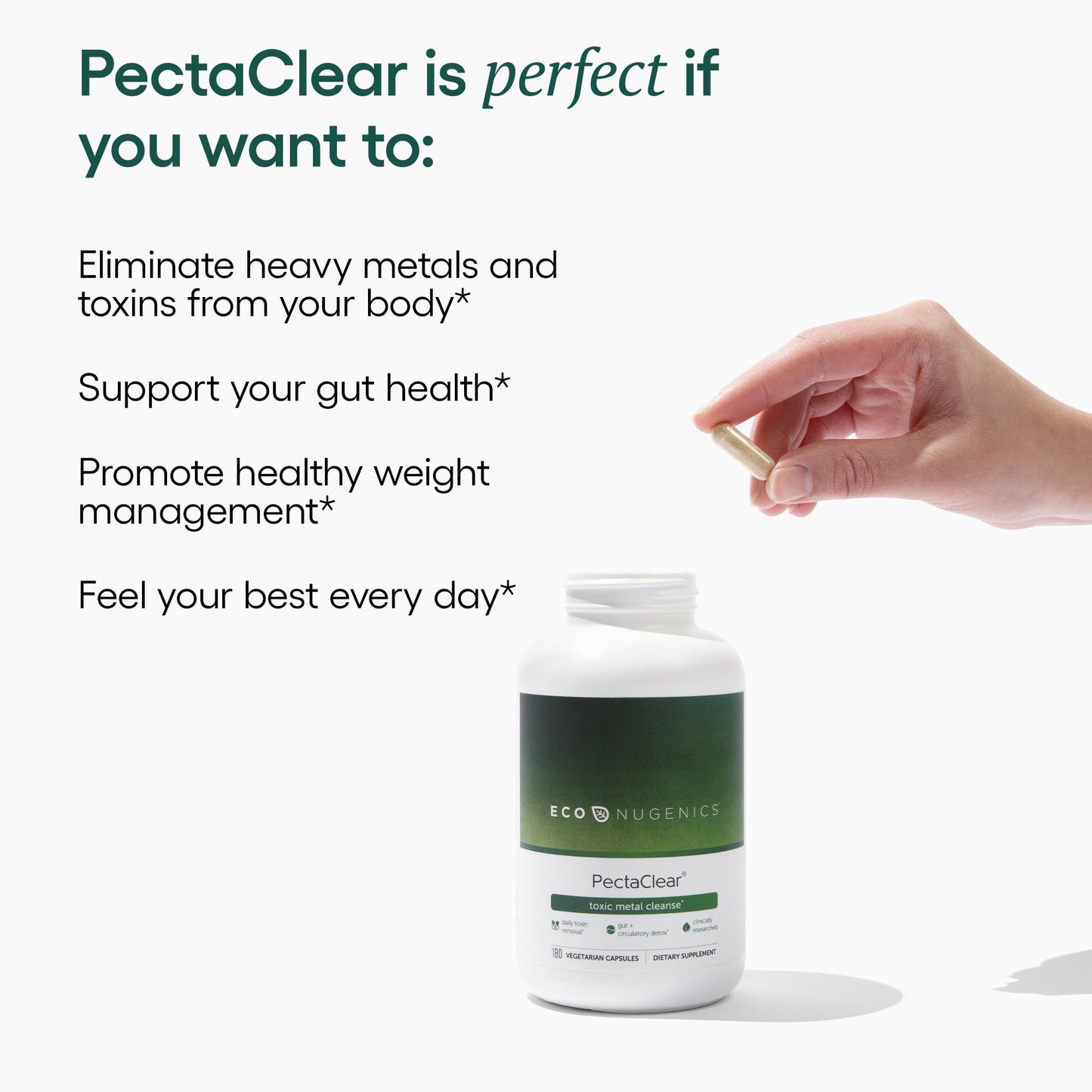 EcoNugenics PectaClear Detox Supplement for Toxic Metal Cleanse – Naturally & Safely Eliminates Toxins for Gut, Liver & Kidney Detox & Repair – Helps with Energy - dailyvitalstore