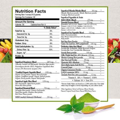 ecostream Naturals Vital First Daily Greens Superfood Powder 50 Whole Super Foods with Spirulina, Chlorella, Flax Seed, Fiber and Enzymes with Organic Greens - 30 Servings - dailyvitalstore