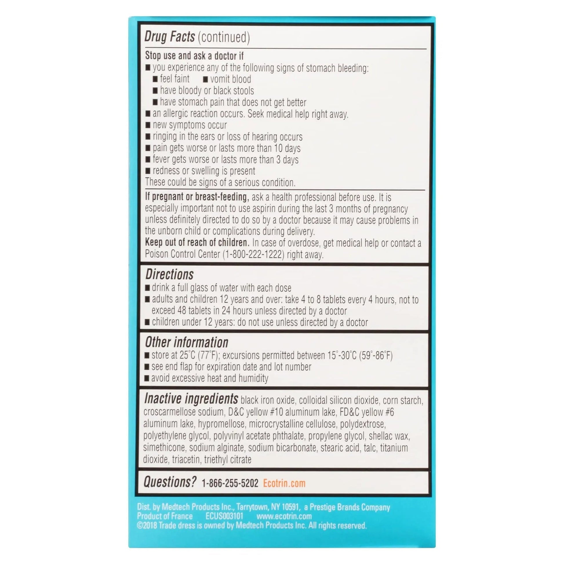 Ecotrin Low Strength Safety Coated Aspirin | NSAID | 81mg | 365 Tablets (2 Pack) - dailyvitalstore