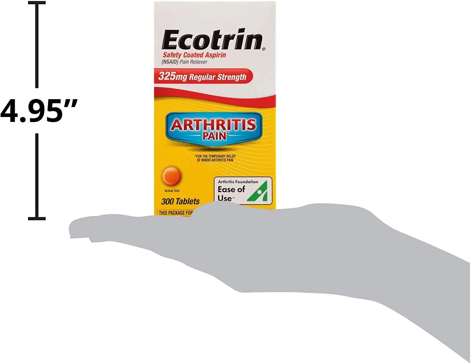 Ecotrin Regular Strength Safety Coated Aspirin | Arthritis Pain | 300 Tablets (2 Pack) - dailyvitalstore