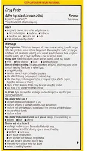 Ecotrin Regular Strength Safety Coated Aspirin | Arthritis Pain | 300 Tablets (2 Pack) - dailyvitalstore