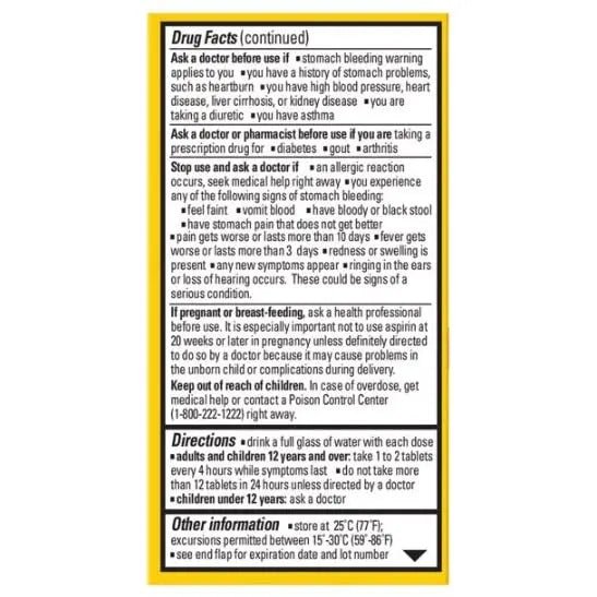 Ecotrin Safety Coated Aspirin Arthritis Pain Reliever Tablets, Regular Strength, NSAID 325 mg, 125 ct (Pack of 2) - dailyvitalstore